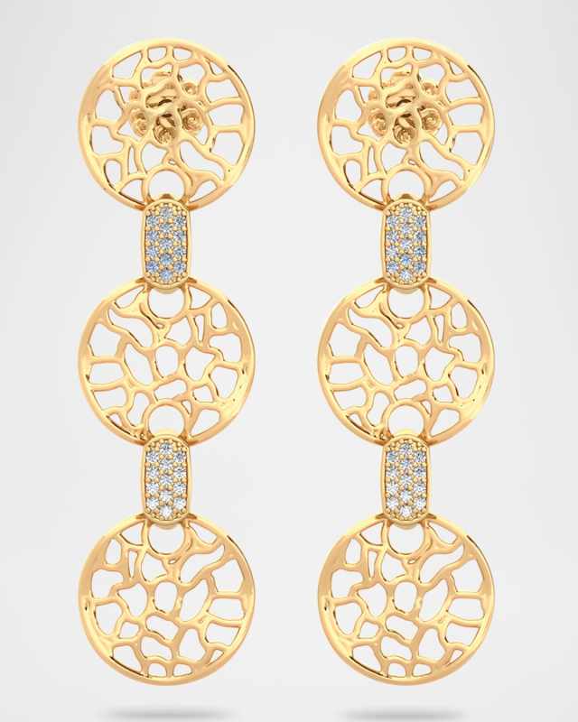 18K Gold Canyon Drop Earrings with Diamonds