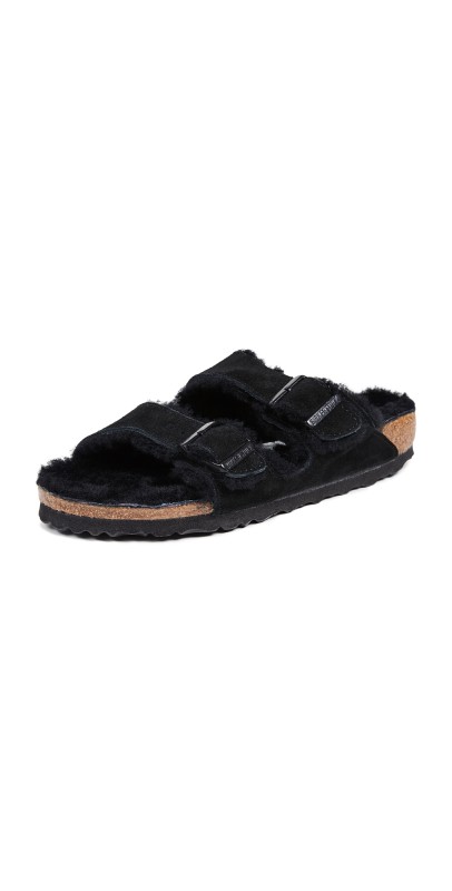 Birkenstock Arizona Shearling Sandals - Narrow Black