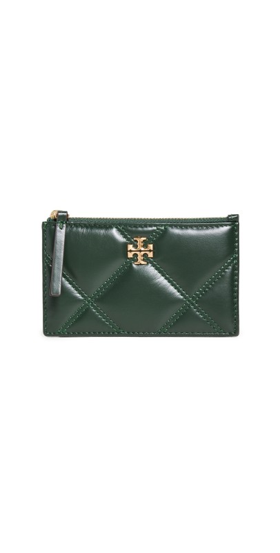 Tory Burch Kira Diamond Quilt Zip Card Case Fir Tr