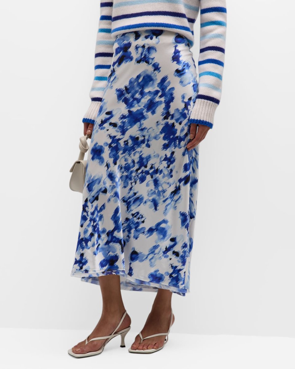 Printed Bias-Cut Slip Skirt