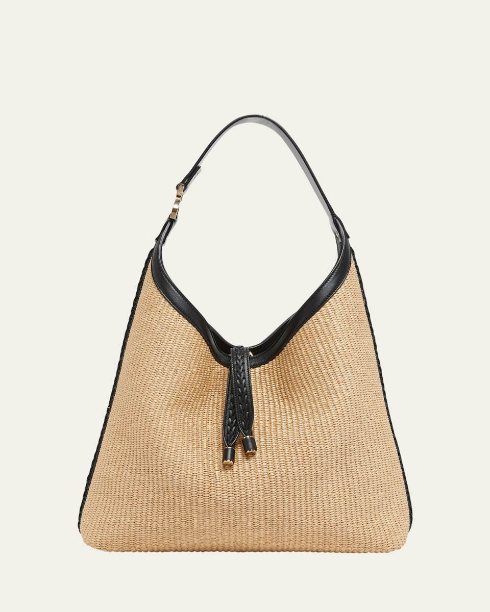 Marcie Hobo Bag in Raffia and Leather