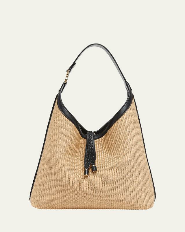 Marcie Hobo Bag in Raffia and Leather