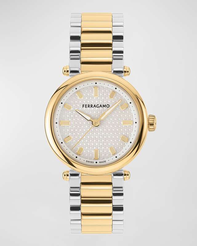 30mm Ferragamo Softy Watch with Silver Dial, Two Tone