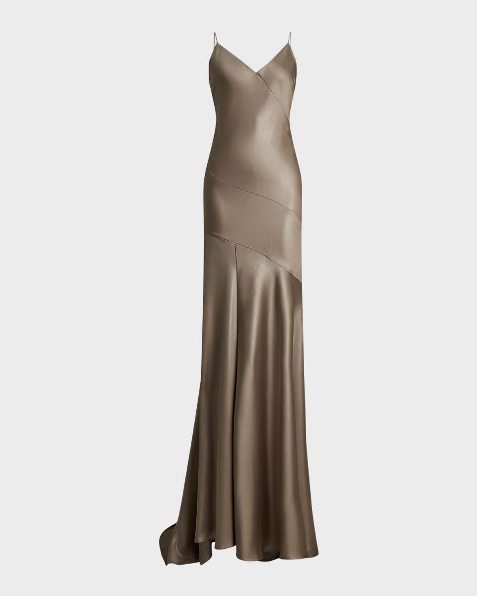 Cay Satin Sleeveless Evening Dress