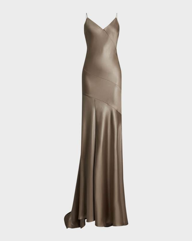 Cay Satin Sleeveless Evening Dress