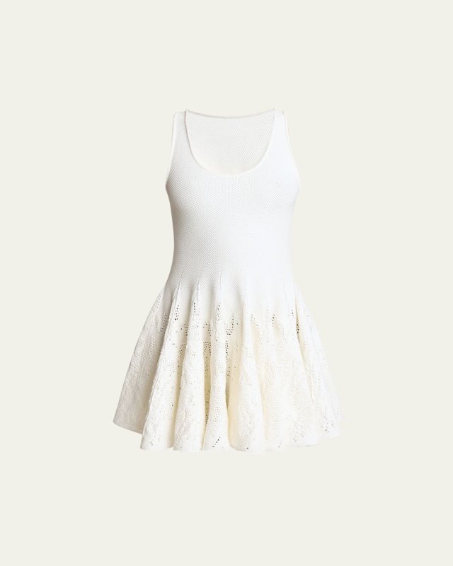 Flared Skater Mini Dress with Lace Detail