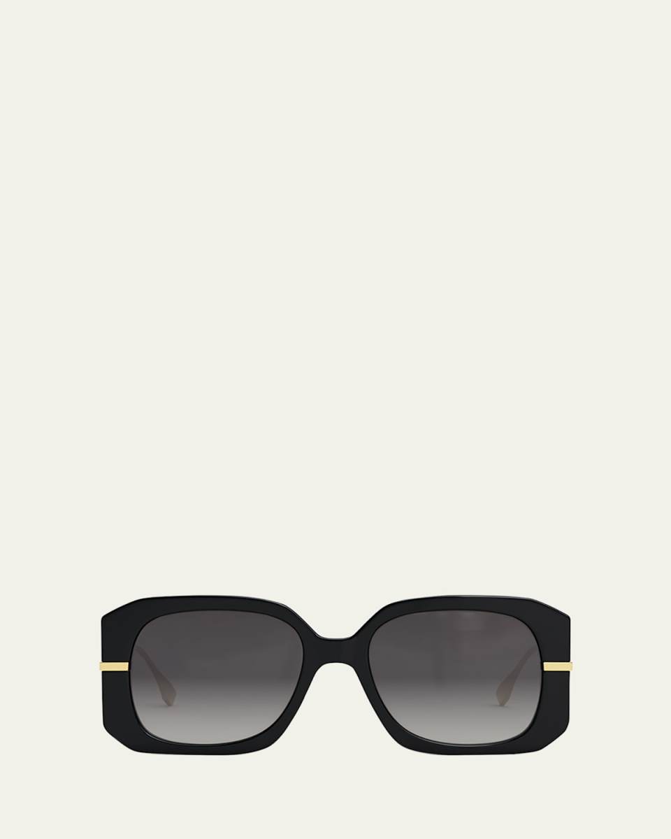 Oversized Logo Square Acetate & Metal Sunglasses