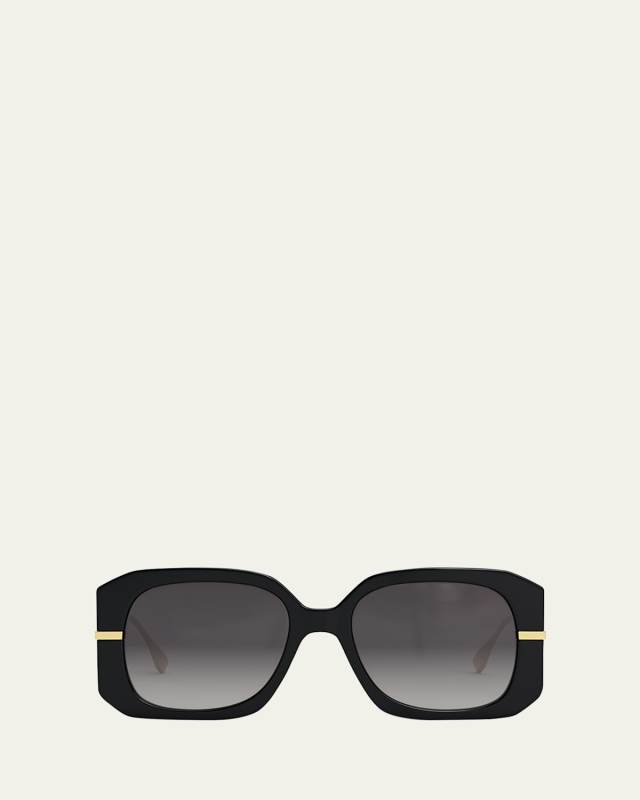 Oversized Logo Square Acetate & Metal Sunglasses