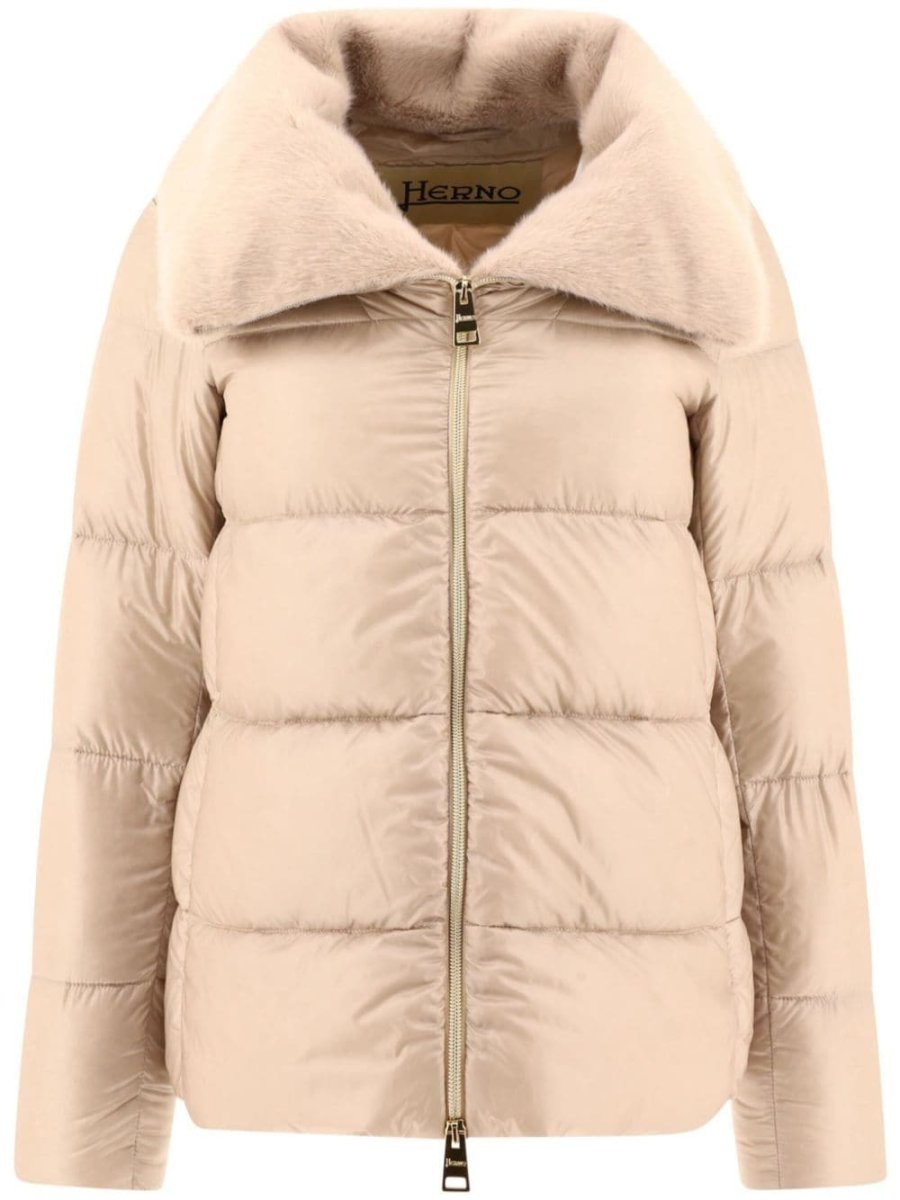 faux-fur collar quilted jacket