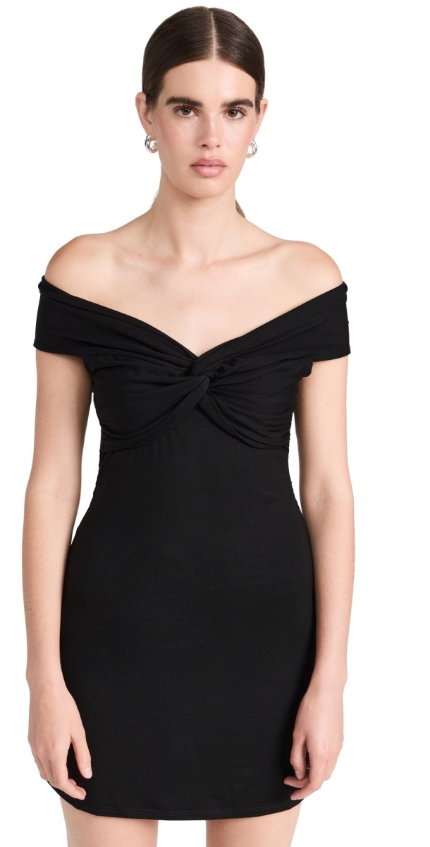 Reformation Vida Knit Mini Dress Black
