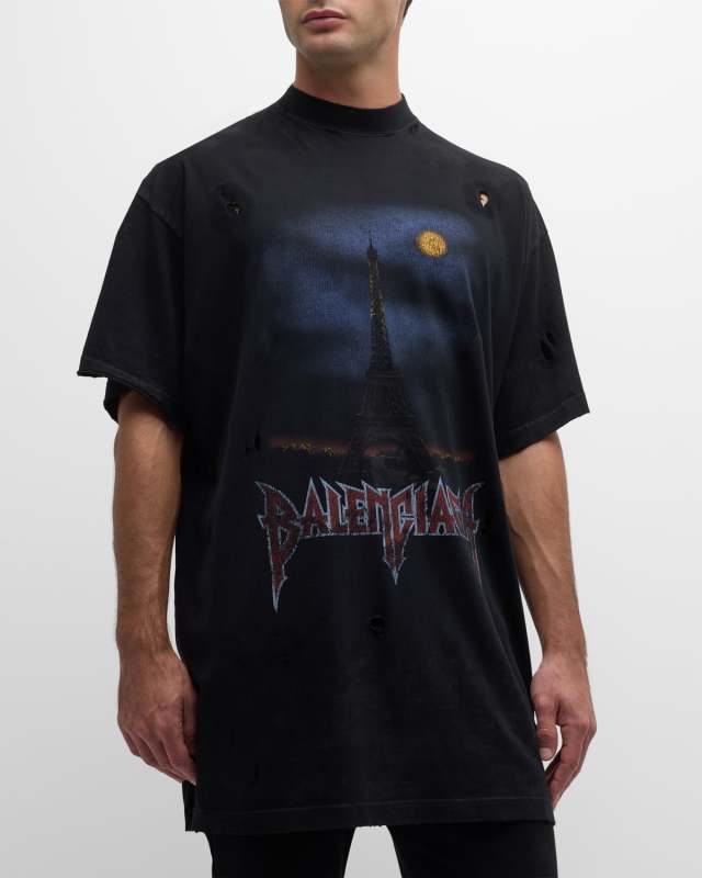 Men's Paris Moon T Shirt Oversized