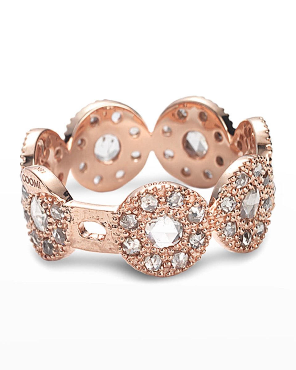 Eternity 18k Rose Gold Opera Band Ring w/ Diamonds, Size