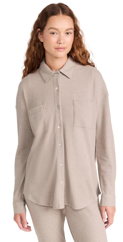 Z Supply Cozy Days Thermal Shirt Taupe Stone