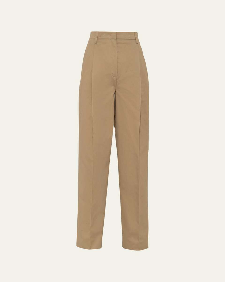 Pintuck Straight Leg Cotton Pants