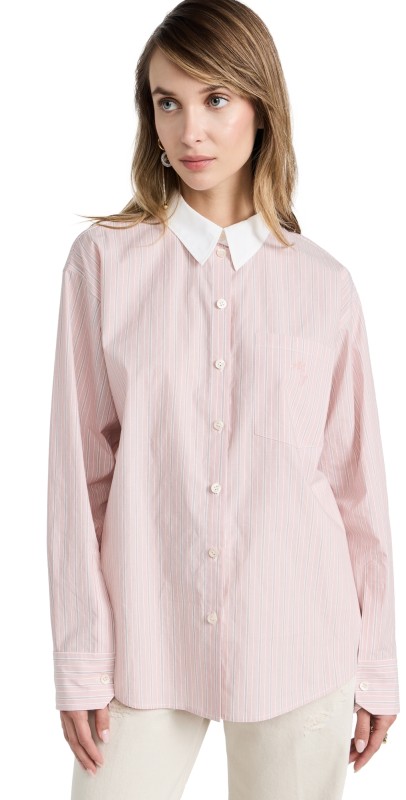 Acne Studios Classic Long Sleeved Shirt SALMON PINK/WHITE