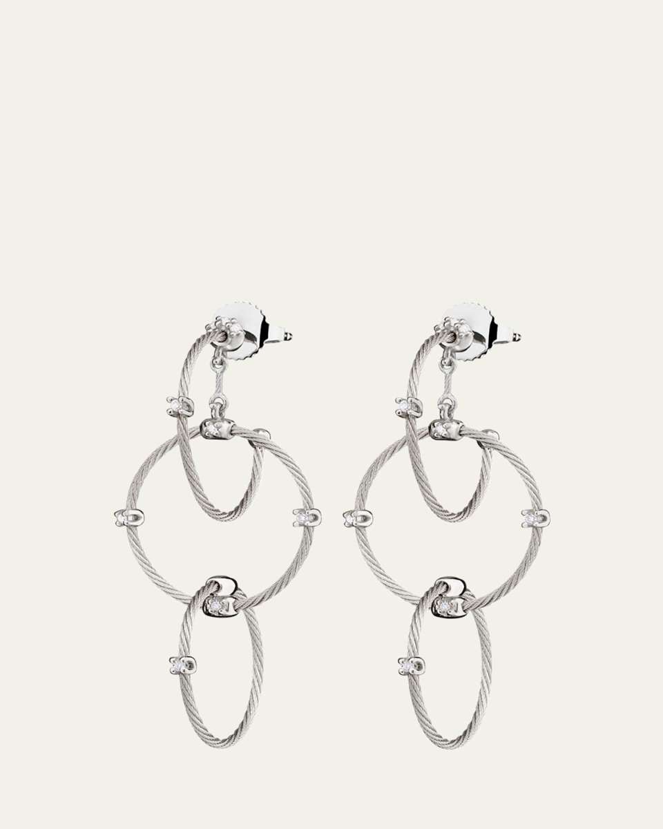 18k White Gold Diamond Link Earrings, 41mm