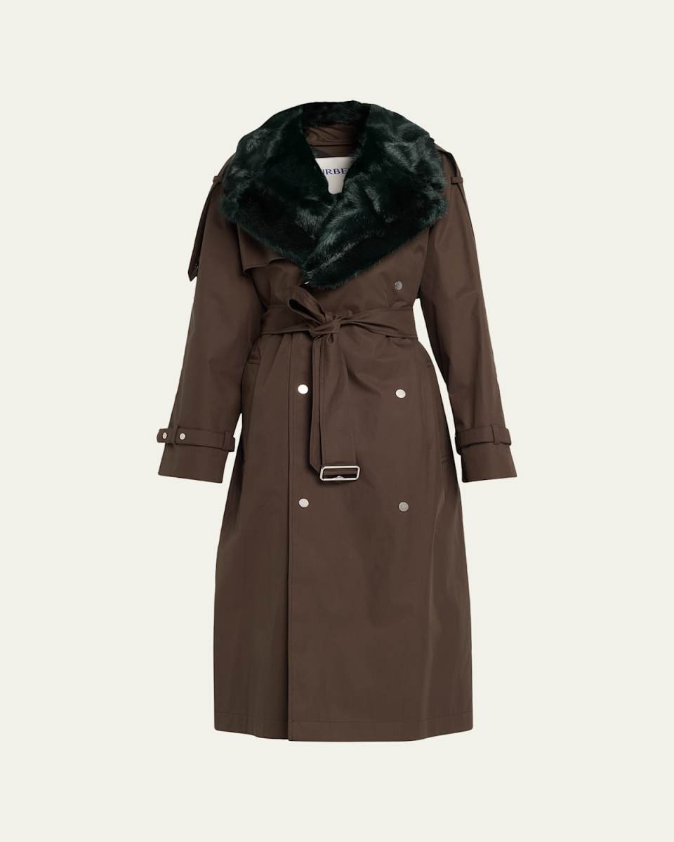 Kennington Trench Coat With Faux Fur Collar
