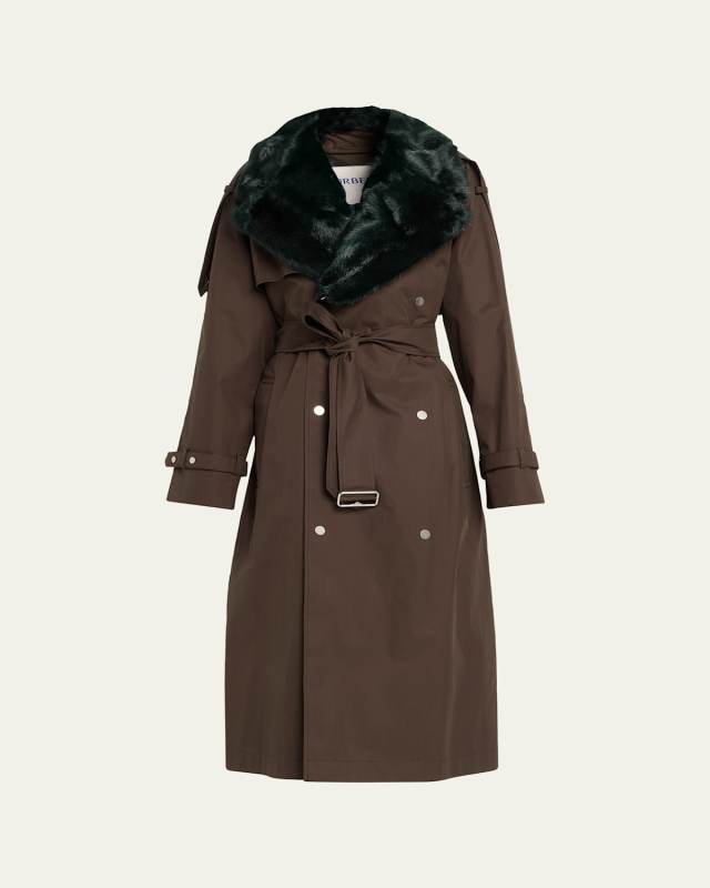 Kennington Trench Coat With Faux Fur Collar