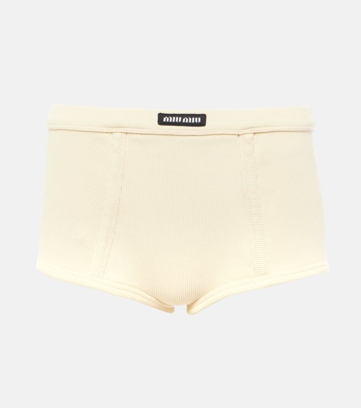 MIU MIU Logo ribbed-knit cotton jersey briefs