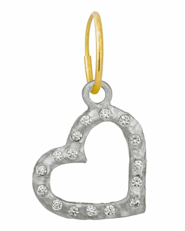 Compass Heart Earring w/ Cubic Zirconia, Single