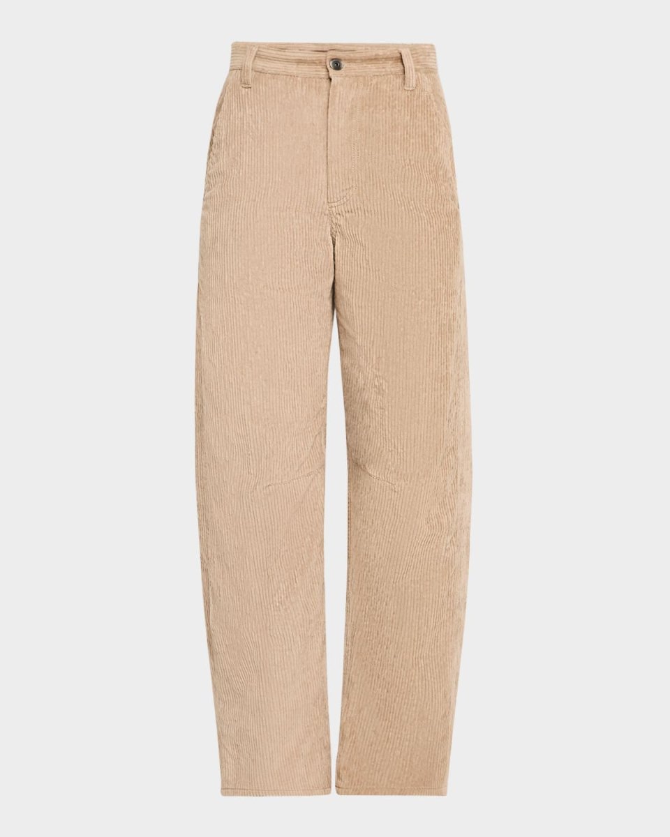 Mid-Rise Corduroy Straight-Leg Pants