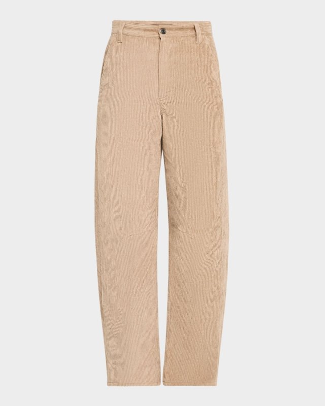 Mid-Rise Corduroy Straight-Leg Pants