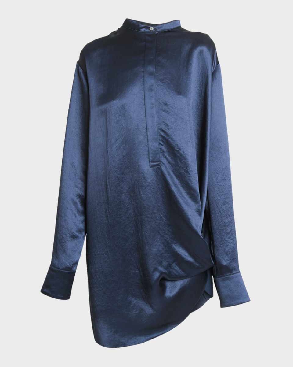 Draped Chain Mini Shirtdress