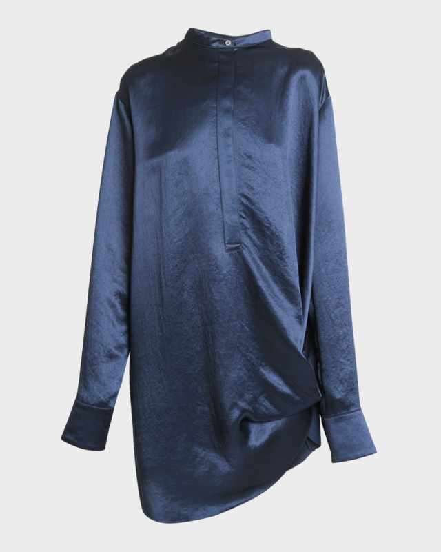 Draped Chain Mini Shirtdress