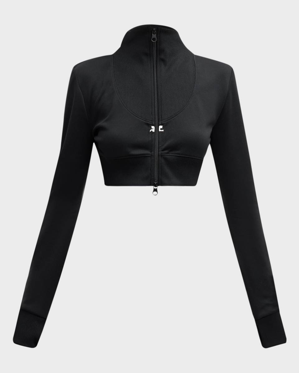 Rib Zip-Up Crop Tracksuit Jacket