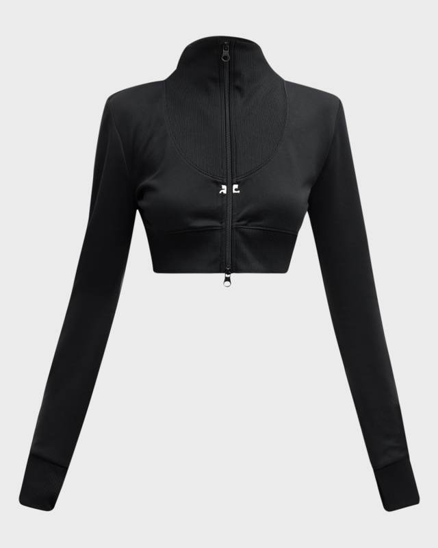 Rib Zip-Up Crop Tracksuit Jacket