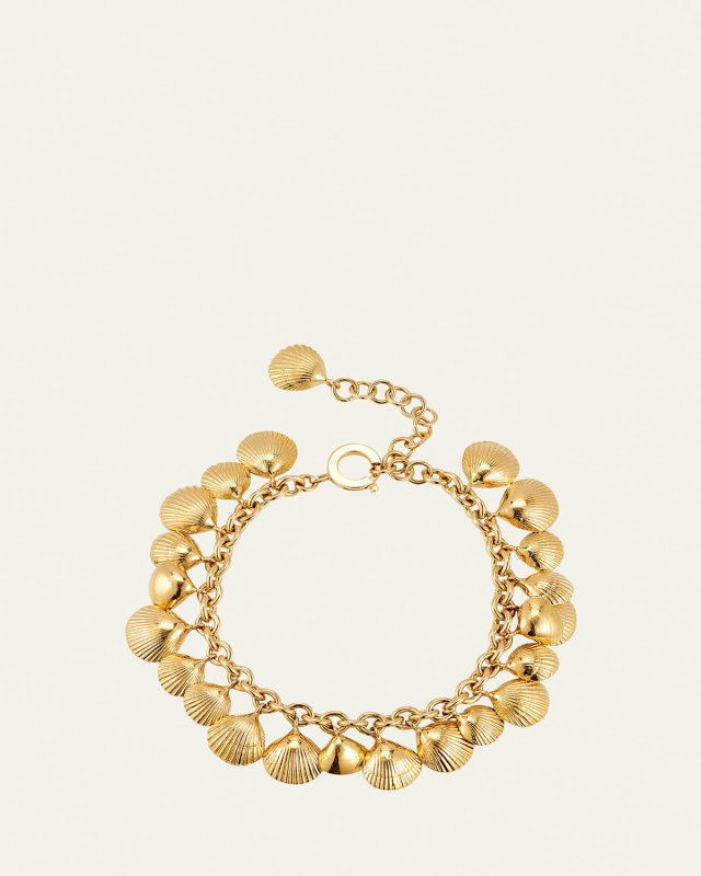 18K Yellow Gold Shell Charm Bracelet