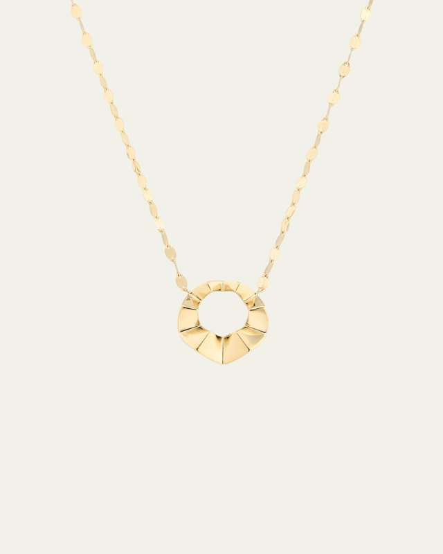 14K Yellow Gold Geometric Crinkle Pendant Necklace
