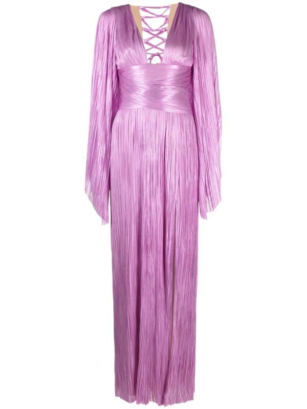 pleated silk maxi dress