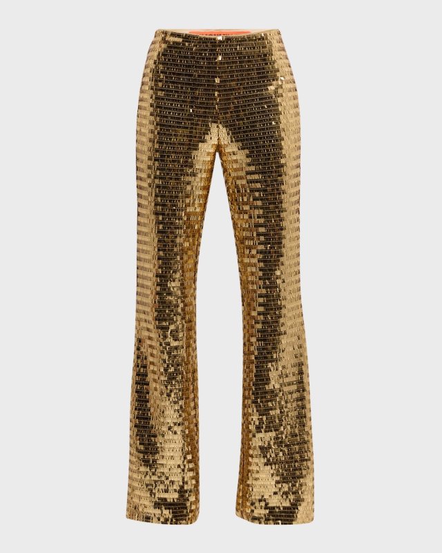 Robo Sequined High-Rise Wide-Leg Pants