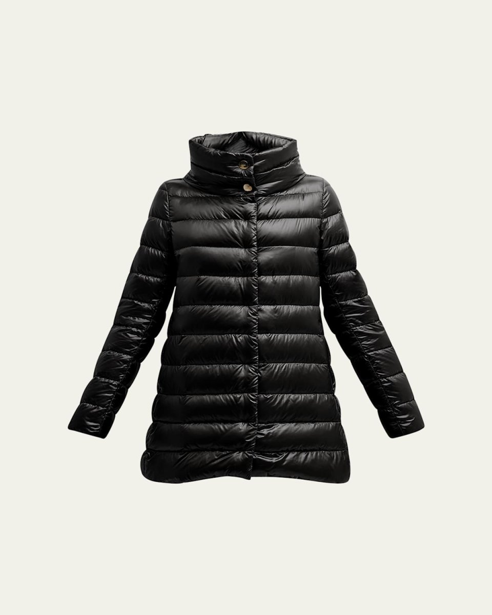 Amelia Water-Resistant Ultralight Nylon A-Line Puffer Jacket