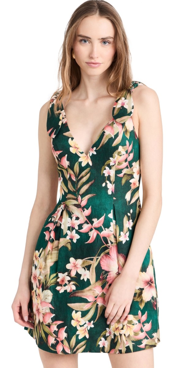 Zimmermann Lexi Tie Mini Dress Green Palm