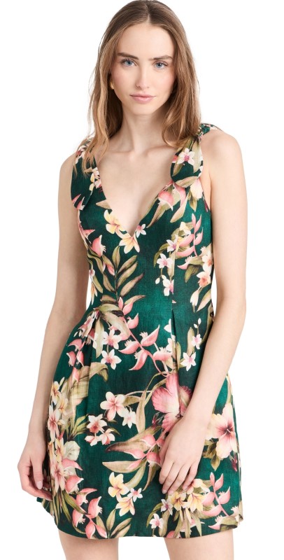 Zimmermann Lexi Tie Mini Dress Green Palm