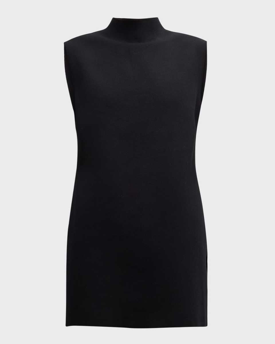 Sleeveless Mock-Neck Knit Tunic