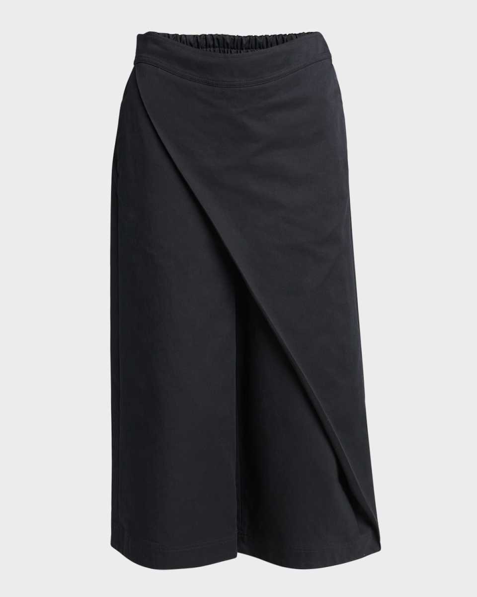 Cropped Wide-Leg Pants with Draped Detail