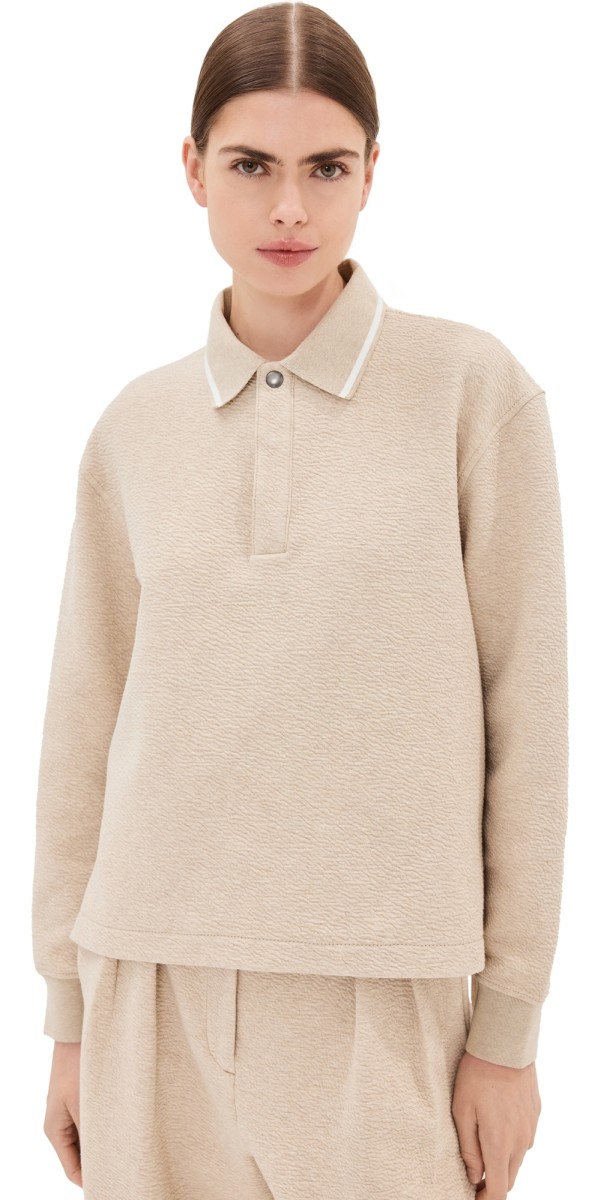 Proenza Schouler White Label Genevieve Knit Pullover in Cloque Oatmeal Melange