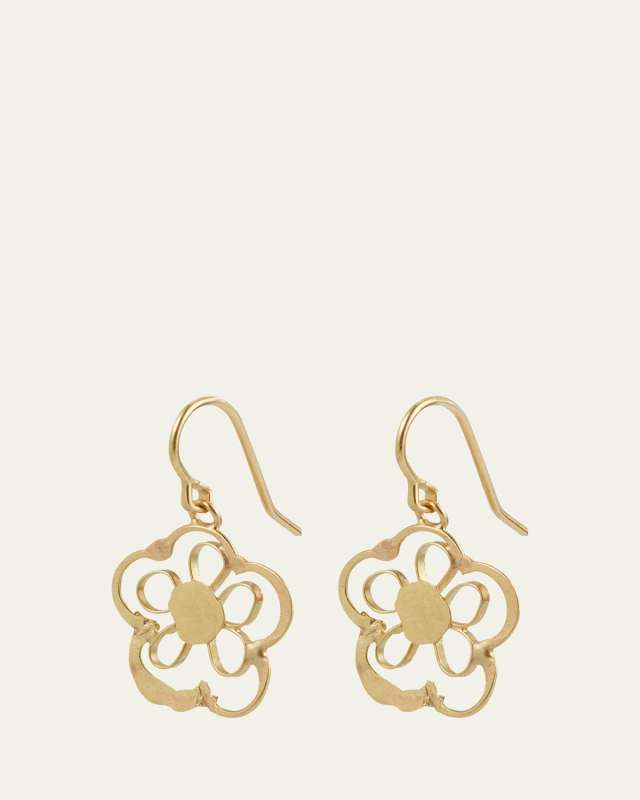 18K Yellow Gold Small Flower Squash Earrings