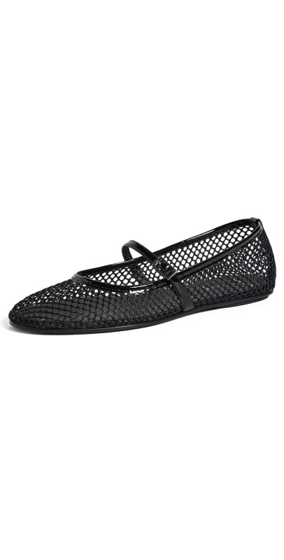 Black Suede Studio Mika Flats Black Mesh With Black Patent