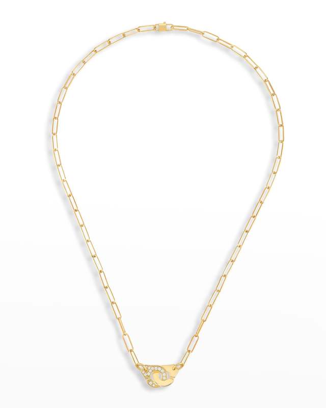 Yellow Gold Menottes R10 Medium Chain Necklace with 1 Side Diamond