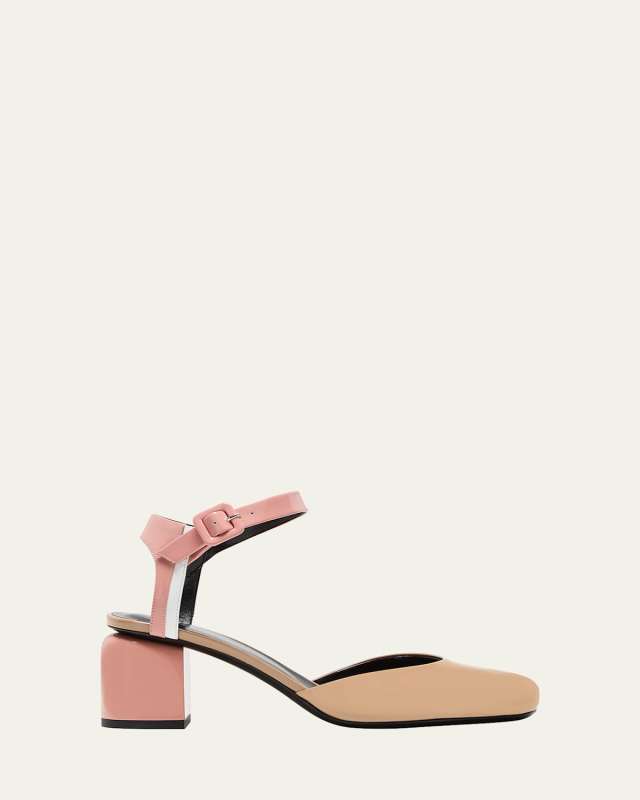 Alpha Tricolor Ankle-Strap Pumps