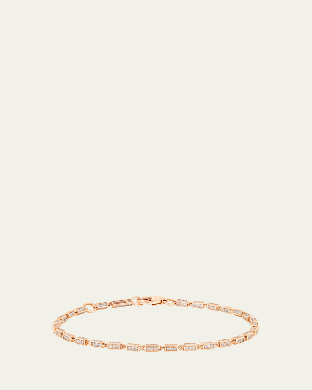 18K Rose Gold Small Full Pave Diamond Block Bracelet