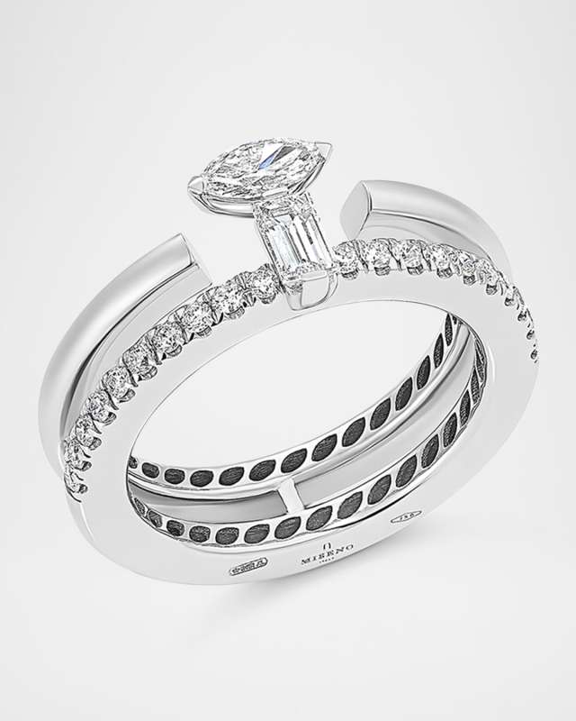 18K White Gold Procida Double-Row Diamond Ring
