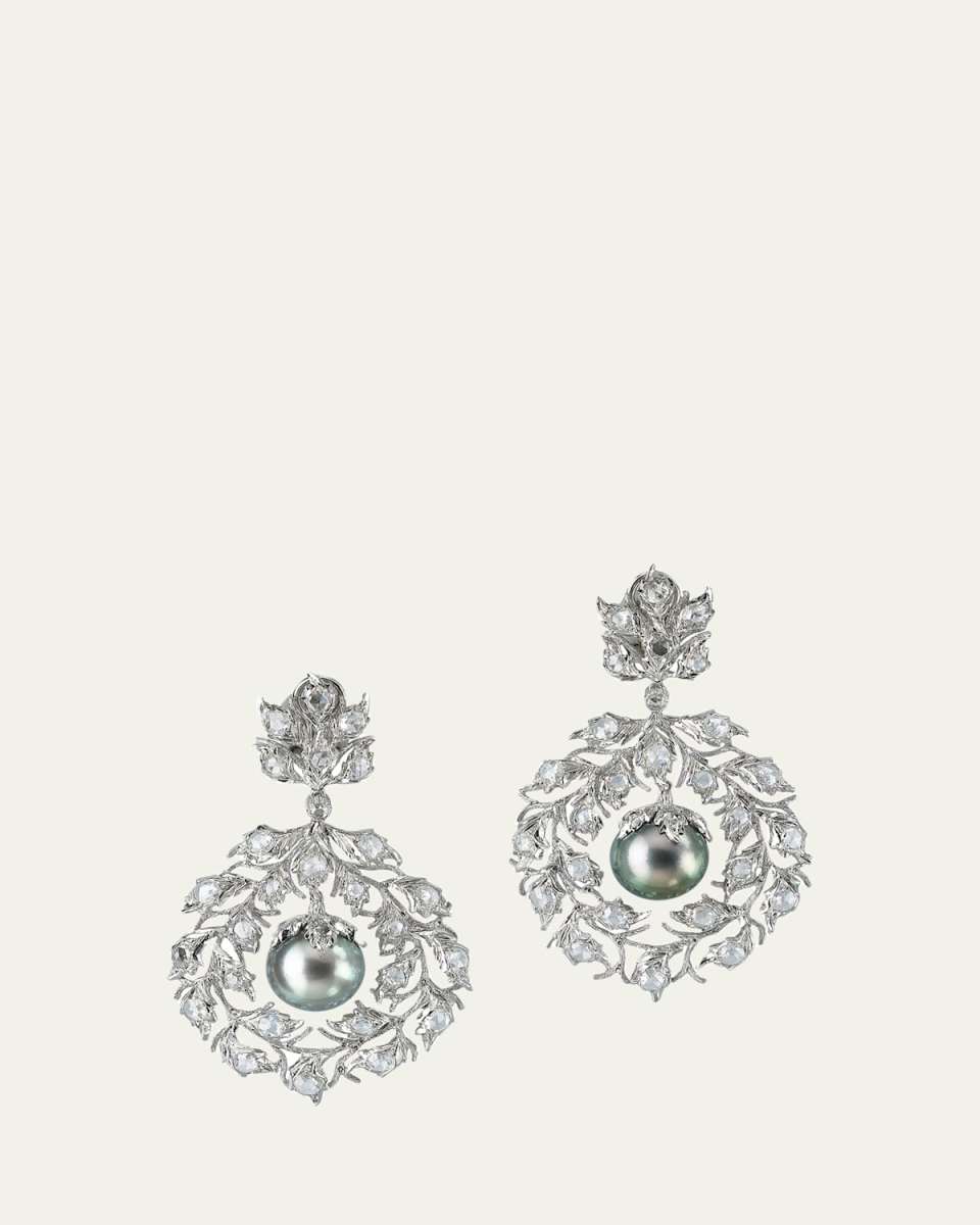 One-of-a-Kind White Gold Convertible Earrings with Pearls and Diamonds