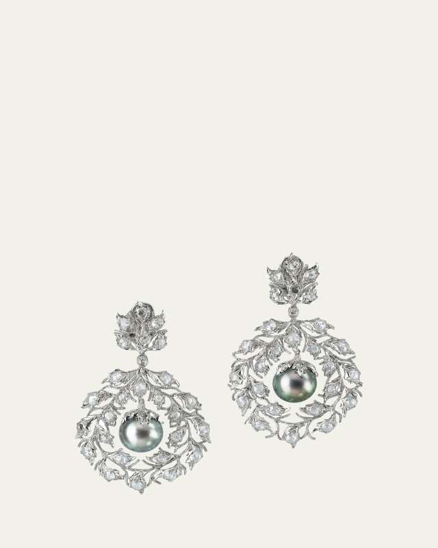 One-of-a-Kind White Gold Convertible Earrings with Pearls and Diamonds
