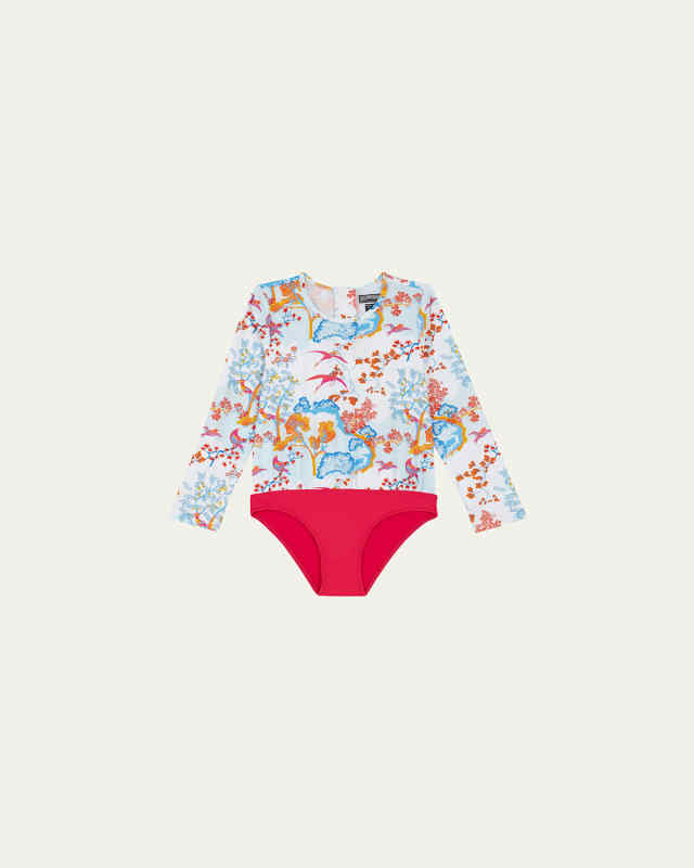 Girl's Peace Trees-Print Rash Guard, Size 8-