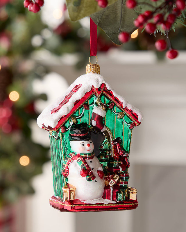 Snowman by the Christmas House Ornament